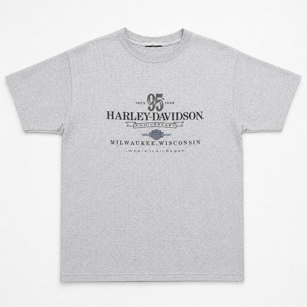Vintage 1998 Harley-Davidson 95th Anniversary T-Shirt Grey XXL Made in USA 90s